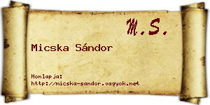 Micska Sándor névjegykártya