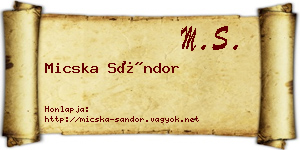 Micska Sándor névjegykártya